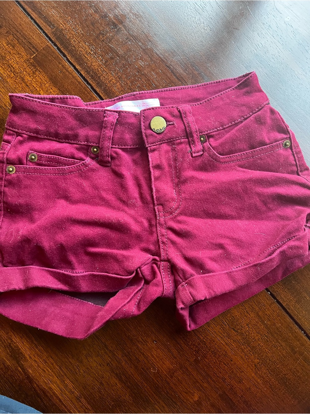 No Boundaries Berry-Pink Roll Hem Jean Shorts